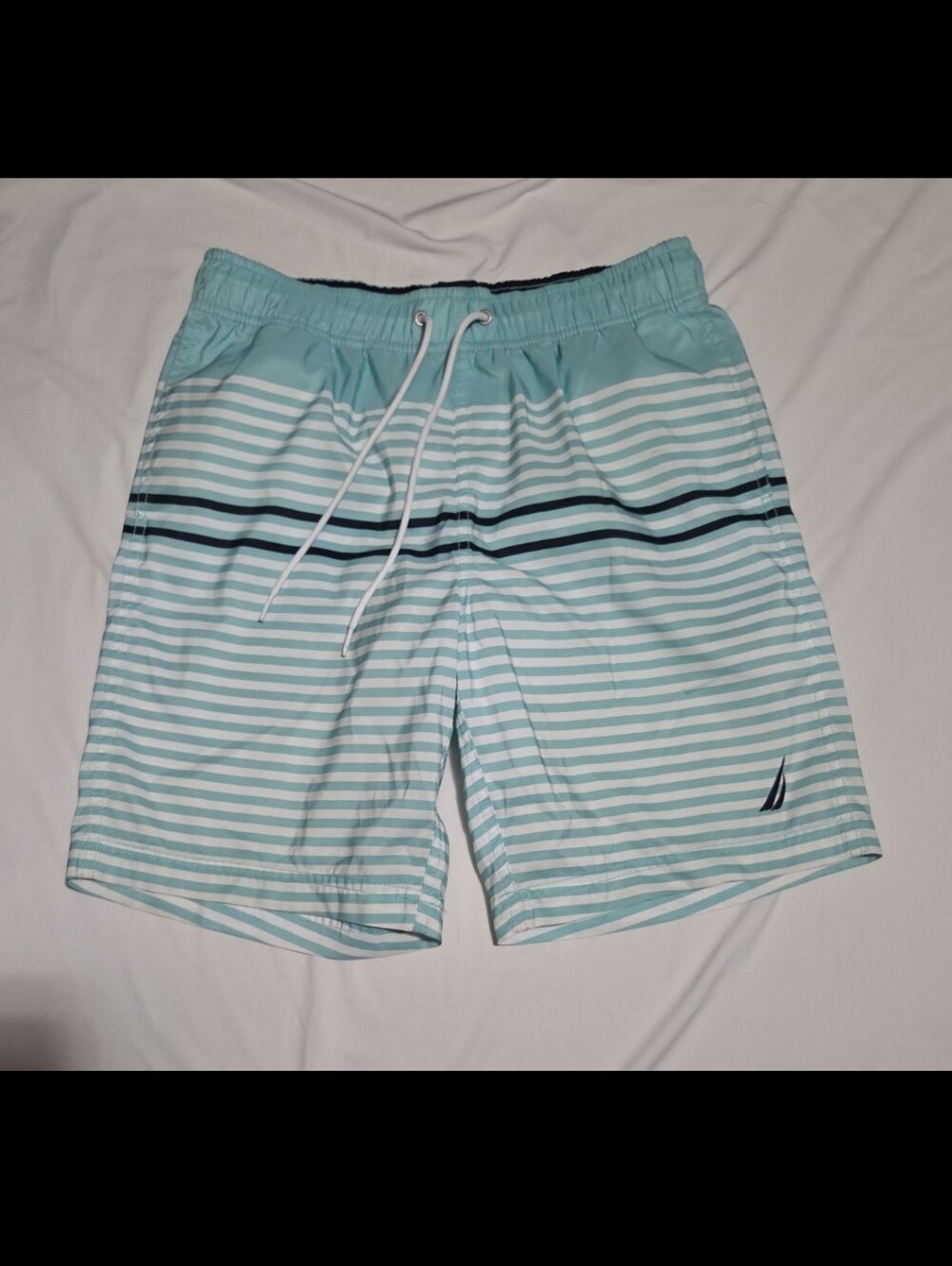 Nautica mens medium blue striped swim trunks #20